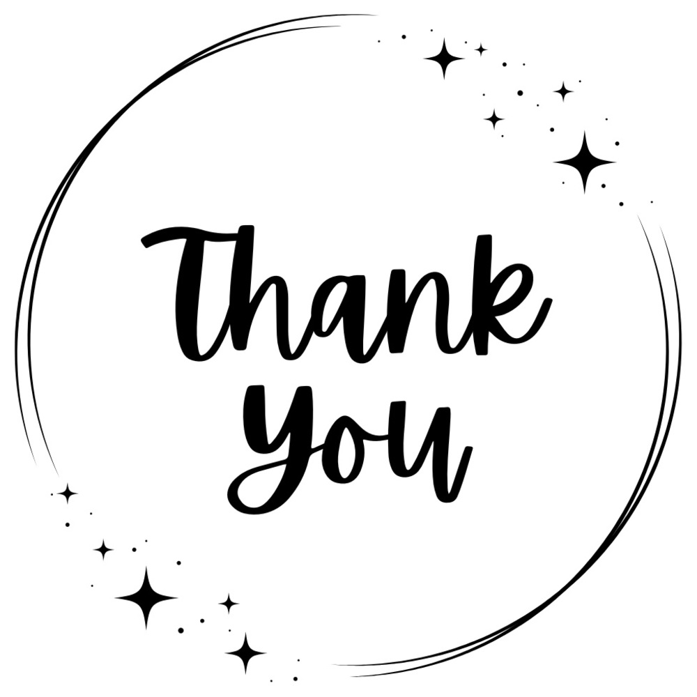 White 2 Thank You Sticker  50 Labels Per Order
